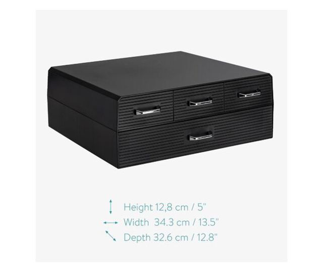 Suport pentru capsule de cafea Navaris cu 4 sertare, Universal, 2 Nivele, Negru, 54092.01