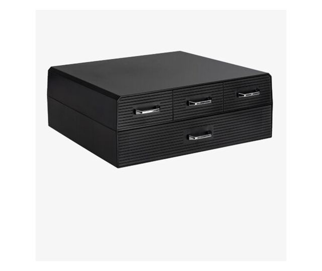 Suport pentru capsule de cafea Navaris cu 4 sertare, Universal, 2 Nivele, Negru, 54092.01
