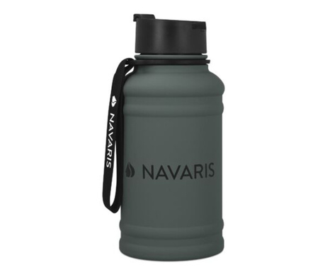 Едностенна бутилка за вода Navaris от неръждаема стомана, 1,3 литра, сива, 52873.73