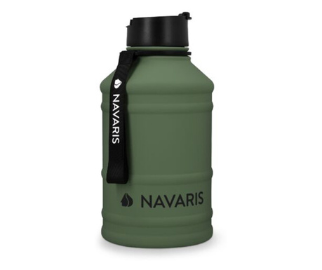 Бутилка за вода Navaris от неръждаема стомана с единична стена, 2,2 литра, зелена, 51084.80