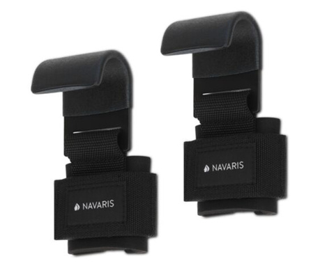 Чифт ремъци с куки за вдигане на тежести Navaris, универсални, черни, 48508.01