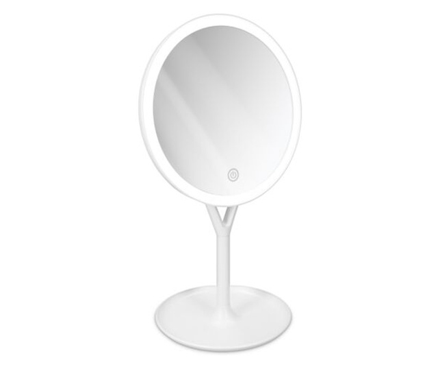 Козметично огледало с поддръжка на Navaris, LED осветление и допълнително огледало, 5x увеличение, 360 ° регулируемо, 48931.48