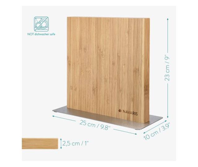 Бамбукова двустранна магнитна поставка за ножове, 22,5 x 22 см, 50416.025.01