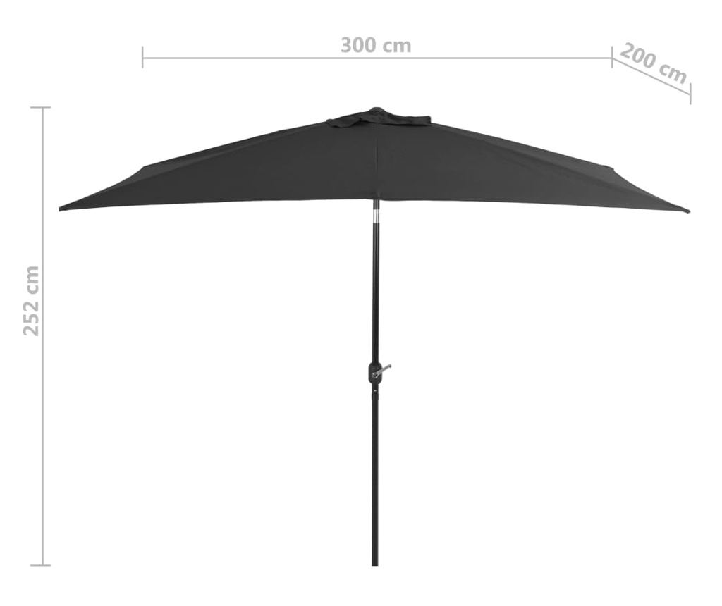 Външен чадър за слънце, метална основа, антрацит, 300 x 200 см - 7