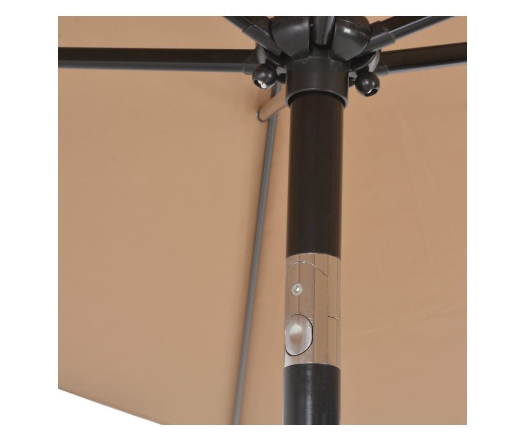 Umbrelă de soare exterior, stâlp metalic, gri taupe, 300x200 cm - 6
