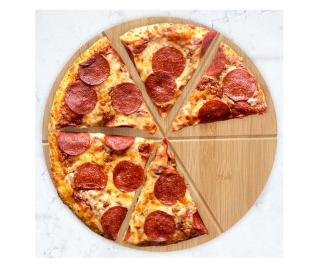 Platou planseta pizza Kinghoff KH 1565, 35 cm, 6 bucati, Bambus