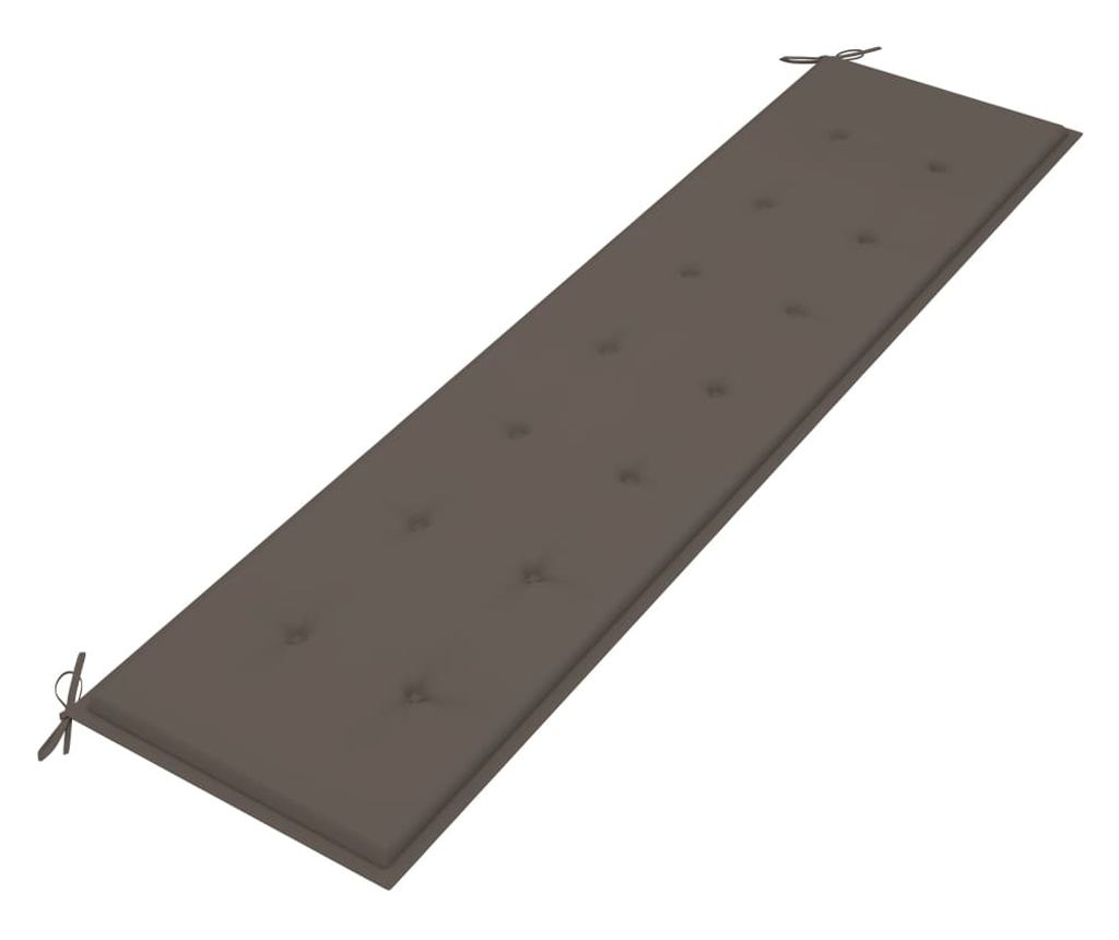 Градинска възглавница за пейка, тъмносиво, 200x50x3 см - 2