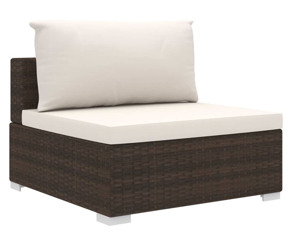 Set mobilier de grădină cu perne, 10 piese, maro, poliratan - 6