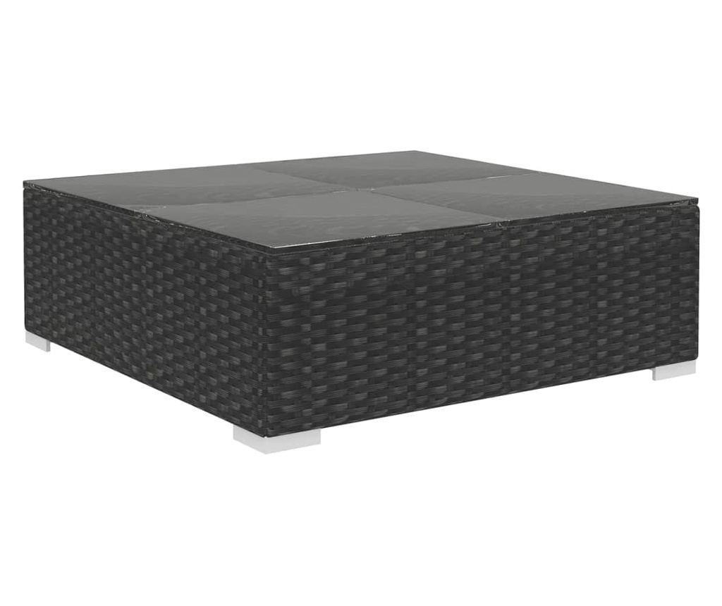 Градински комплект с възглавници, 10 части, Черен, Поли ратан - 7