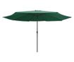 Външен чадър за сянка, метална основа, зелен, 400 см