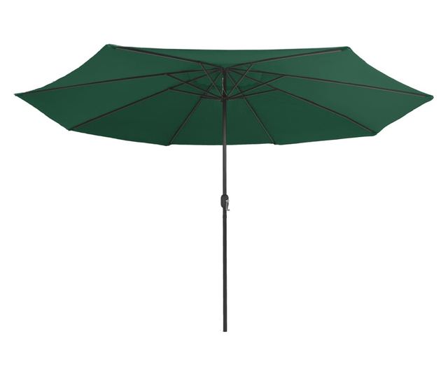 Външен чадър за сянка, метална основа, зелен, 400 см