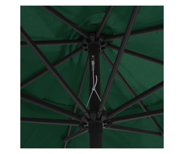 Външен чадър за сянка, метална основа, зелен, 400 см