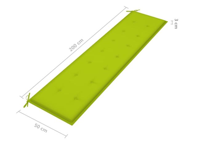 Градинска пейка възглавница, Ярко зелена, 200x50x3 см, Текстил