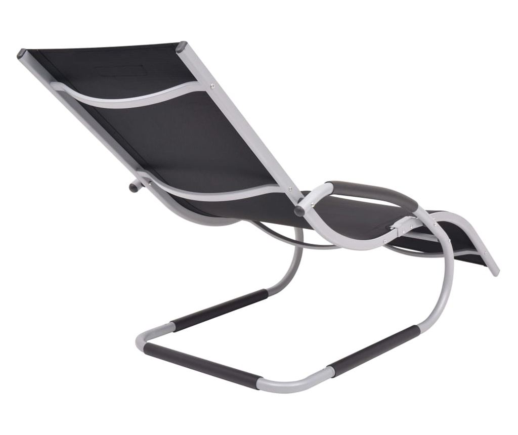 Ležalnik s blazino, črn, aluminij in tekstilen - 4