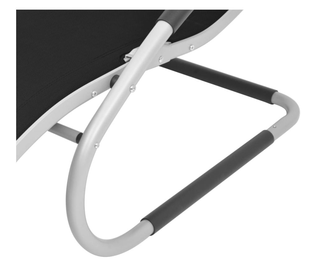 Ležalnik s blazino, črn, aluminij in tekstilen - 6