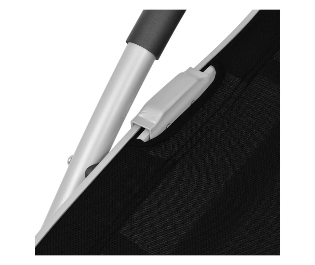 Ležalnik s blazino, črn, aluminij in tekstilen - 7