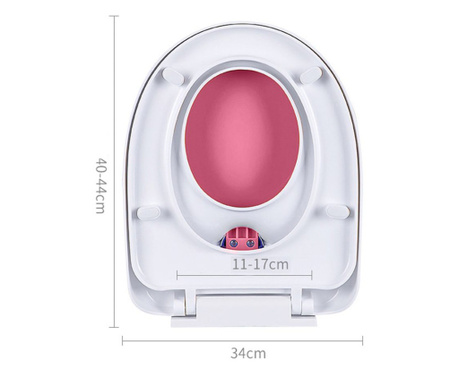 Reductor WC copii portabil, suprafata de siguranta antialunecare, antiderapant, roz, forma ovala, buz