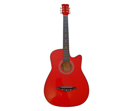 Класическа дървена китара IdeallStore®, Red Raven, 95 см, модел Cutaway, червена