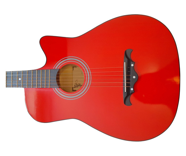 IdeallStore® klasszikus gitár, 95 cm, fa, Cutaway, piros, állvánnyal