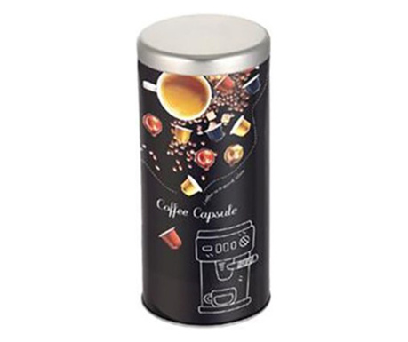 Cutie din metal Axentia pentru capsule cafea, 20x9 cm, negru/argintiu