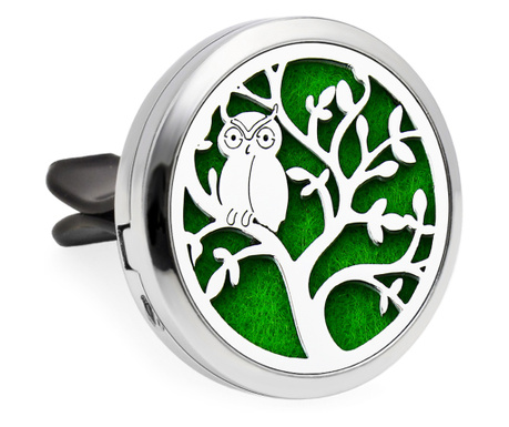 Difuzor auto aromoterapie Neo™ HG868 Tree With Owls, cu uleiuri esentiale, eco friendly, otel inoxidabil