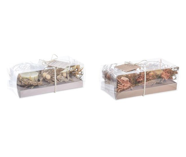 Комплект Свещи DKD Home Decor Кристал Оранжев Кехлибар (19 x 9,5 x 7 cm) (2 броя)
