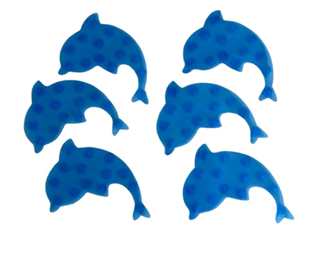 Set mini-covorase anti-alunecare baie, Delfini, Albastru, 6 bucati