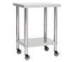 Kuhinjski radni stol s kotačima 80x45x85 cm nehrđajući čelik