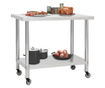 Kuhinjski radni stol s kotačima 80x60x85 cm nehrđajući čelik
