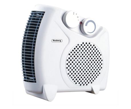 Θερμάστρα Rosberg R51970A, 2000W, 3 Ταχύτητες, Θερμοστάτης, Ενδεικτική Λυχνία, Λευκή