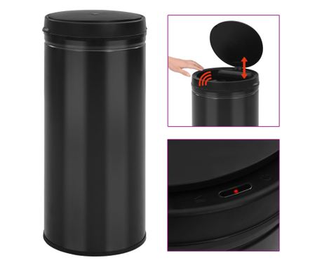 Coș de gunoi automat cu senzor, 80 L, negru, oțel carbon