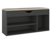 Klupa za cipele s jastukom siva 104 x 30 x 49 cm od iverice