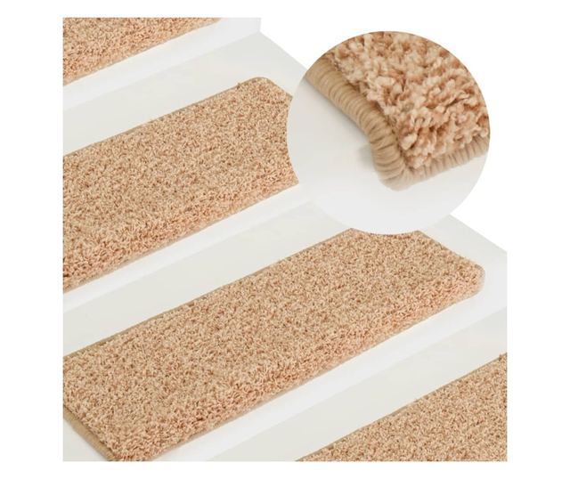 Tepisi za stepenice 15 kom 65x21x4 cm zlatni