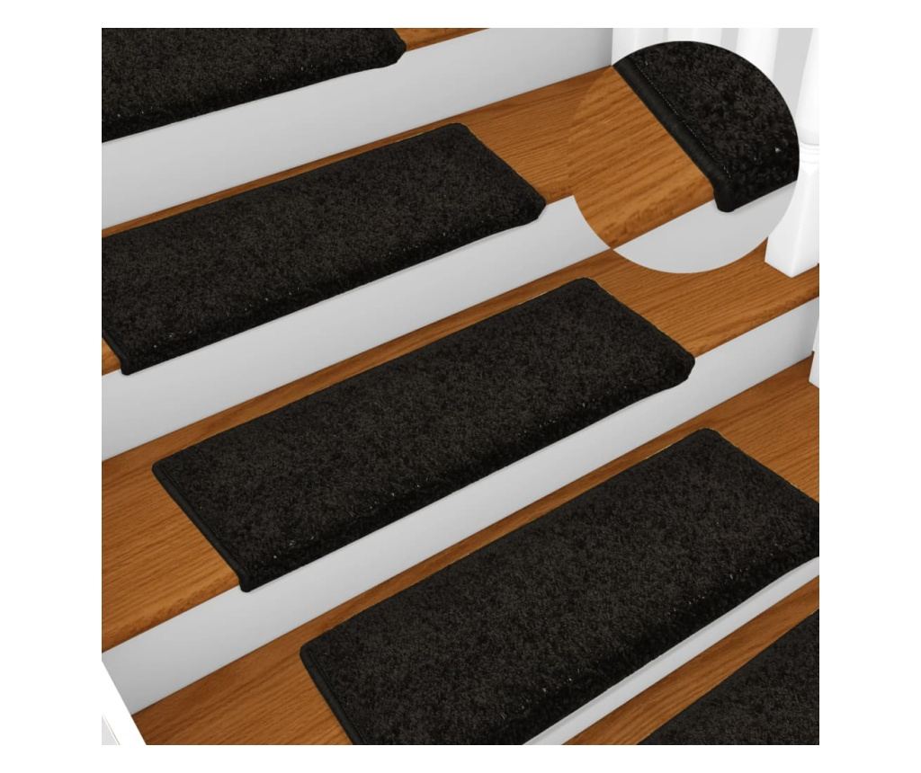 Tepisi za stepenice 15 kom 65x21x4 cm crni - 3