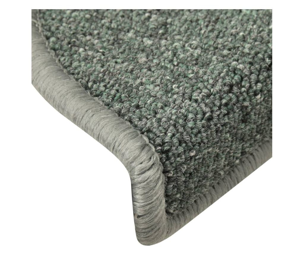 Covorașe pentru trepte scară, 15 buc., verde închis, 56x17x3 cm - 7