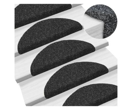 Covorașe scări autoadezive, 5 buc., negru, 56x17x3 cm, punch