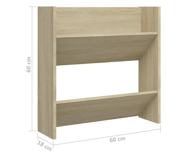 Pantofar de perete, stejar Sonoma, 60x18x60 cm, PAL