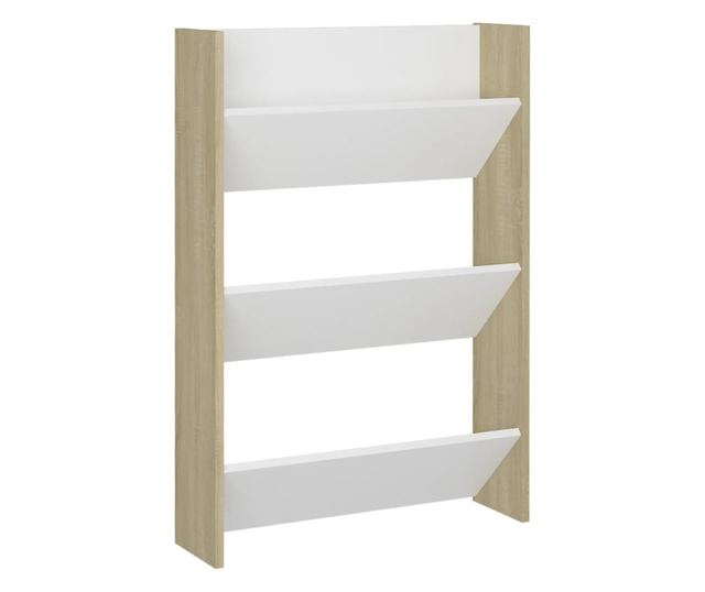 Zidni ormarići za cipele 2 kom bijeli/hrast 60x18x90 cm iverica