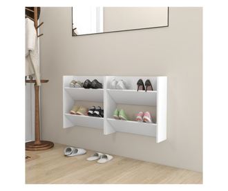 Pantofare de perete, 2 buc., alb, 60x18x60 cm PAL