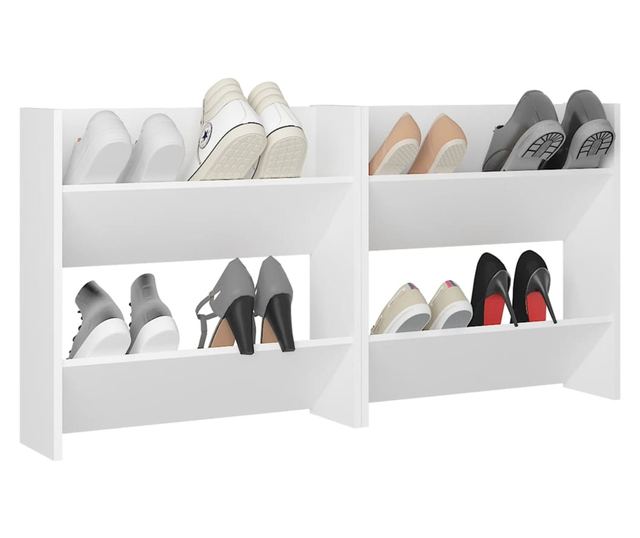 Pantofare de perete, 2 buc., alb, 60x18x60 cm PAL