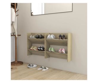 Pantofare de perete, 2 buc., stejar sonoma, 60x18x60 cm PAL