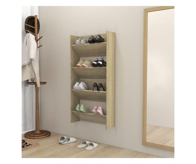 Pantofare de perete, 2 buc., stejar sonoma, 60x18x60 cm PAL
