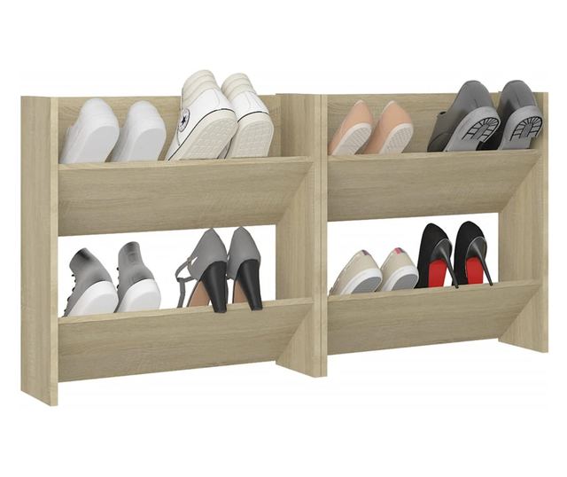 Pantofare de perete, 2 buc., stejar sonoma, 60x18x60 cm PAL