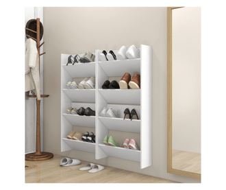 Pantofare de perete, 4 buc., alb, 60x18x60 cm PAL