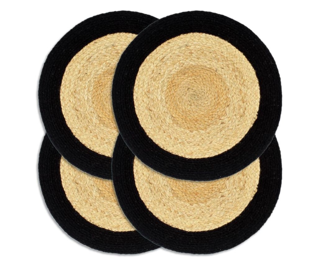 Podmetači 4 kom prirodna i crna boja 38 cm od jute i pamuka - 2