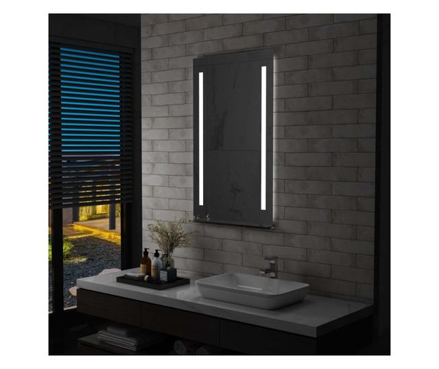 Kupaonsko LED zidno ogledalo s policom 60 x 100 cm