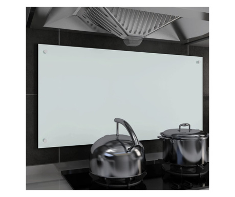Panou antistropi bucătărie, alb, 100x50 cm, sticlă securizată