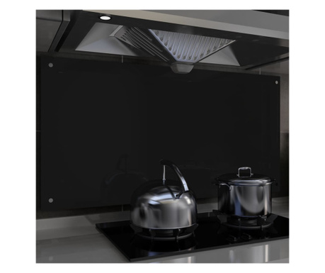 Panou antistropi bucătărie, negru, 120x60 cm, sticlă securizată