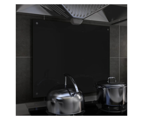 Panou antistropi bucătărie, negru, 70x60 cm, sticlă securizată