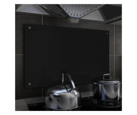 Panou antistropi bucătărie, negru, 80x50 cm, sticlă securizată